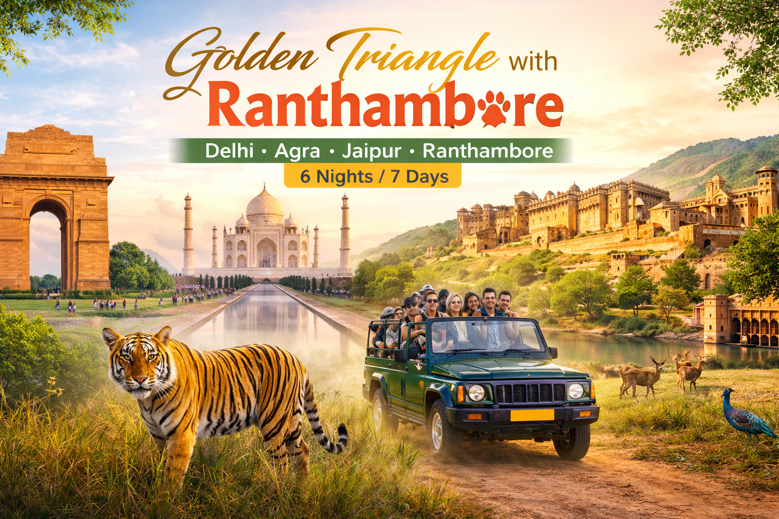 Golden Triangle with Ranthambore Safari | Delhi Agra Jaipur Wildlife Tour (6N/7D)